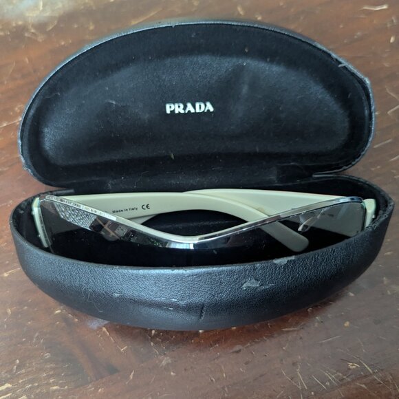 Vintage Prada Sheild Sunglasses Y2K Sport SPS 52E 4AO-5D1 125 White Frame Grey - Picture 8 of 10